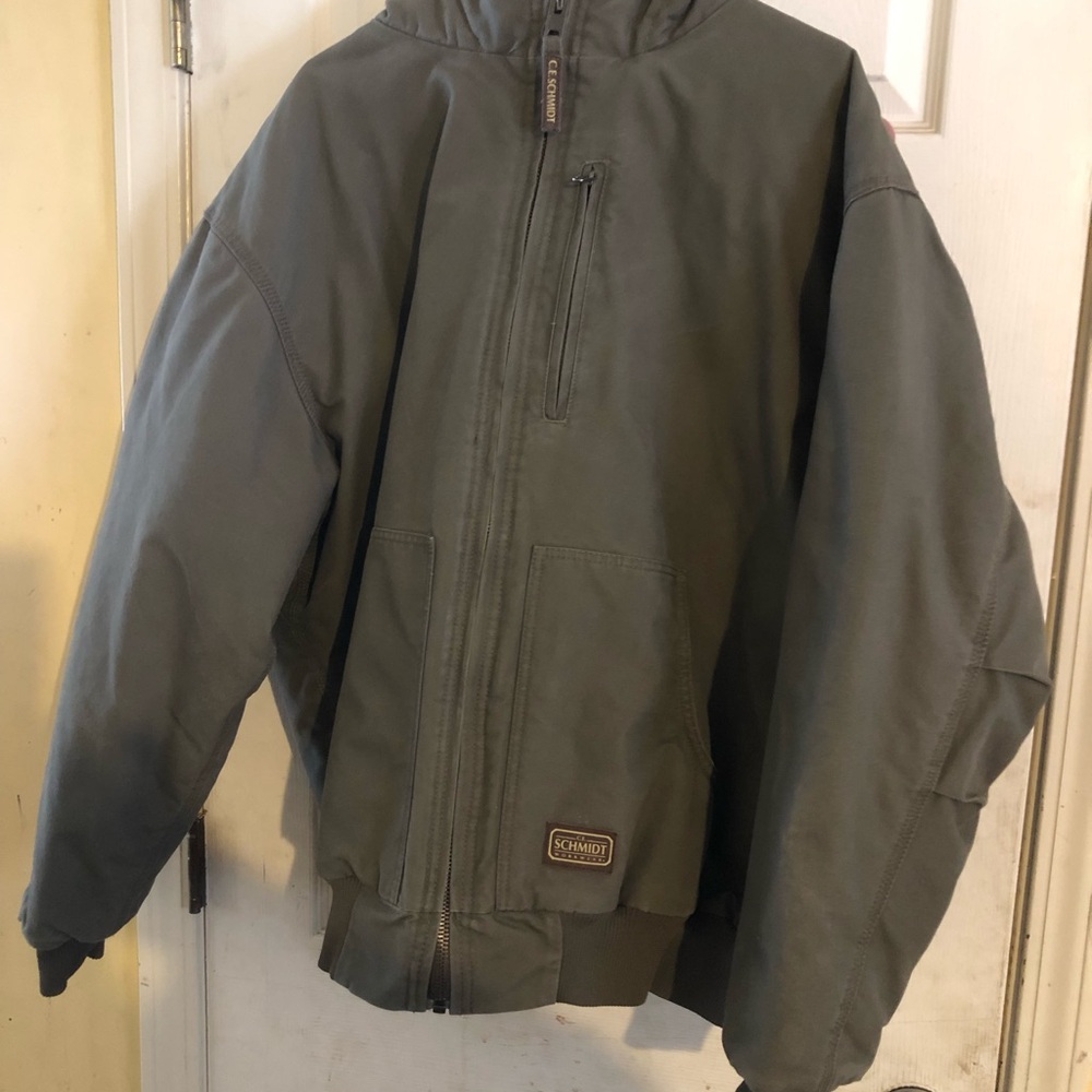 CE SCHMIDT 2XL Mems Olive Green Canvas Hooded Work Jacket
